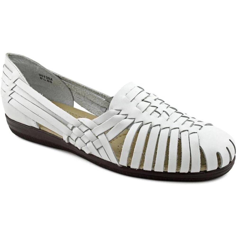 Softspots Shoes Womens Size 8 1/2 M White Leather Trinidad Huarache Flat - Picture 3 of 11